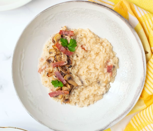Risotto aux champignons à la pancetta