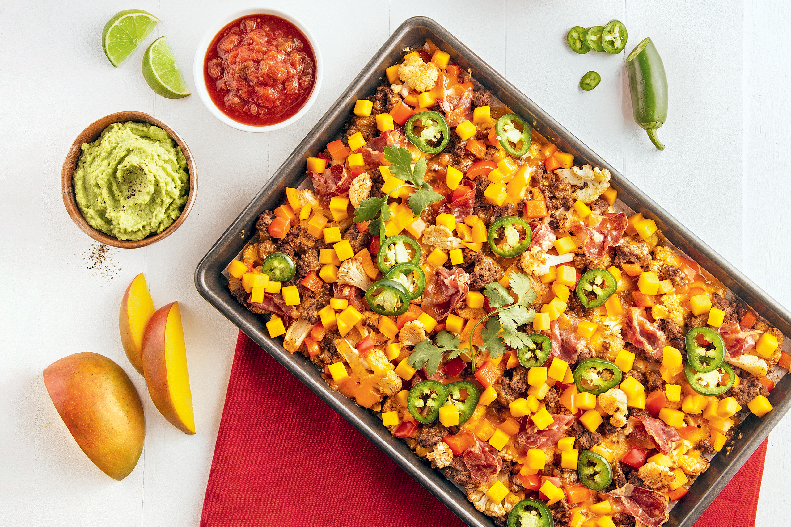 Nacho de chou-fleur, boeuf et coppa
